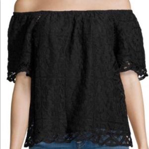 BB Dakota Off-Shoulder Lace Top in Black, Size S.